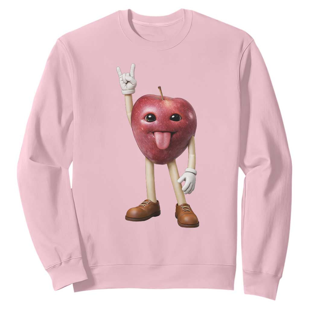 Funny Apple With Face Wapple Meme Sweatshirt TS12 Light Pink Print Your Wear