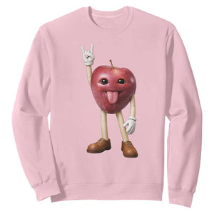 Funny Apple With Face Wapple Meme Sweatshirt TS12 Light Pink Print Your Wear