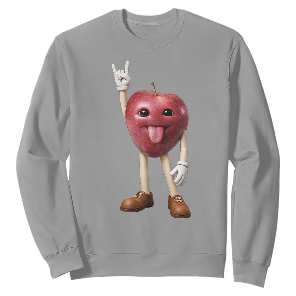 Funny Apple With Face Wapple Meme Sweatshirt TS12 Sport Gray Print Your Wear