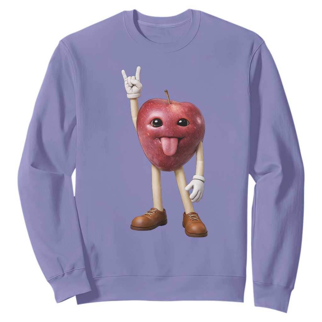Funny Apple With Face Wapple Meme Sweatshirt TS12 Violet Print Your Wear