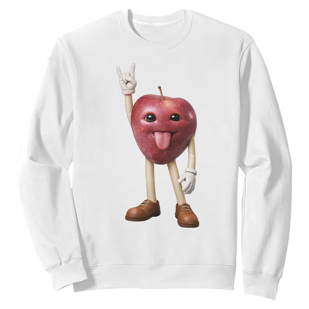 Funny Apple With Face Wapple Meme Sweatshirt TS12 White Print Your Wear