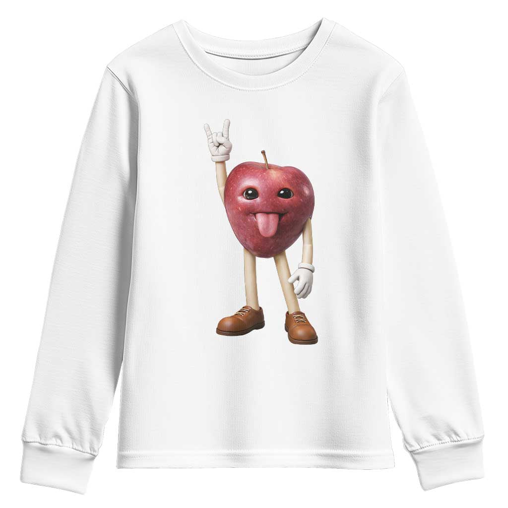 Funny Apple With Face Wapple Meme Youth Sweatshirt TS12 White Print Your Wear