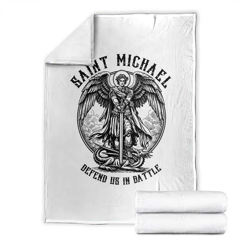 Saint Michael Heavenly Warrior Throw Blanket Defend Us In Battle TS12 White Print Your Wear