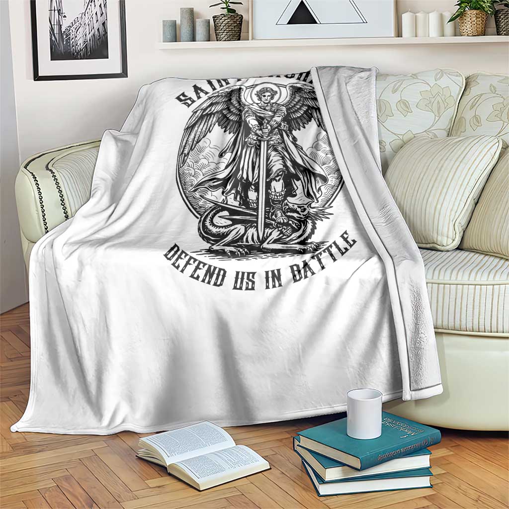 Saint Michael Heavenly Warrior Throw Blanket Defend Us In Battle TS12 Print Your Wear