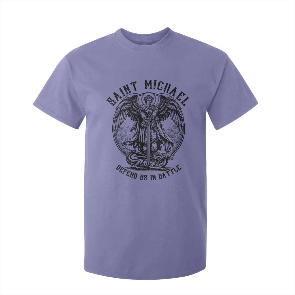 Saint Michael Heavenly Warrior T Shirt For Kid Defend Us In Battle TS12 Violet Print Your Wear