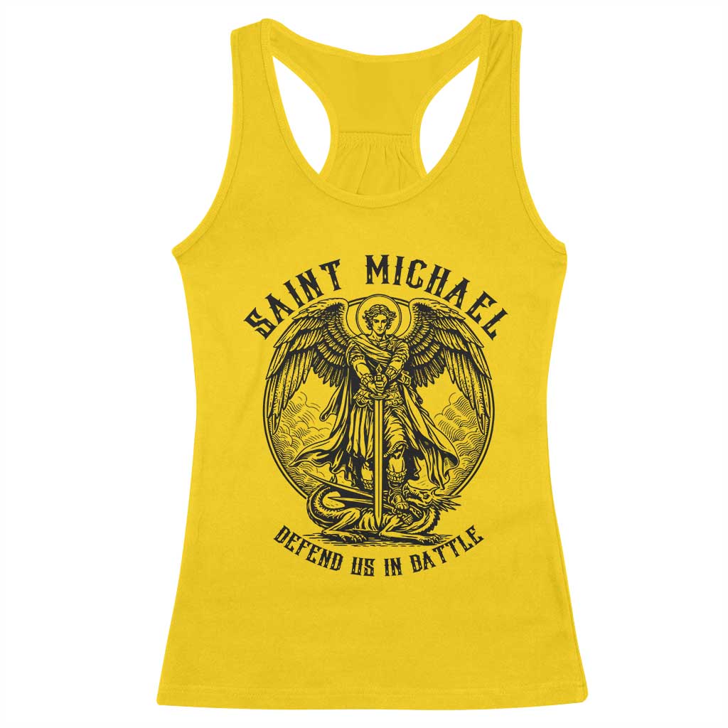 Saint Michael Heavenly Warrior Racerback Tank Top Defend Us In Battle TS12 Daisy Print Your Wear