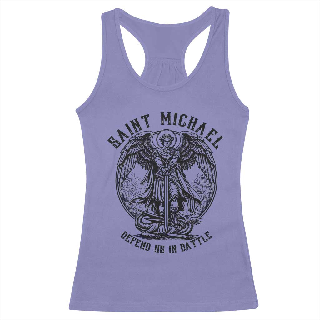 Saint Michael Heavenly Warrior Racerback Tank Top Defend Us In Battle TS12 Violet Print Your Wear