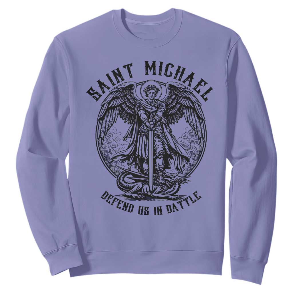 Saint Michael Heavenly Warrior Sweatshirt Defend Us In Battle TS12 Violet Print Your Wear