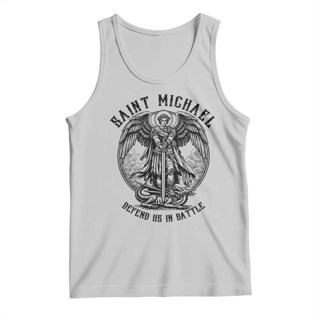 Saint Michael Heavenly Warrior Tank Top Defend Us In Battle TS12 Ash Print Your Wear