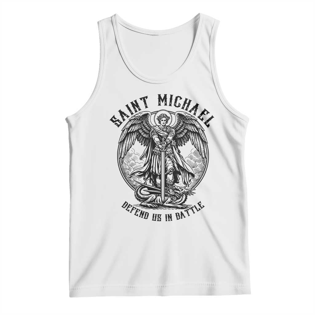 Saint Michael Heavenly Warrior Tank Top Defend Us In Battle TS12 White Print Your Wear