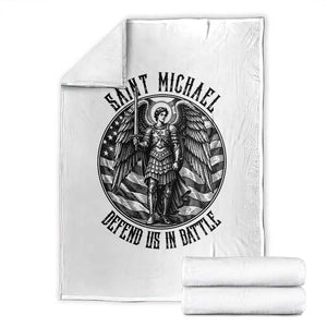 Saint Michael Defend Us In Battle Throw Blanket American Flag Patriotic TS12 White Print Your Wear