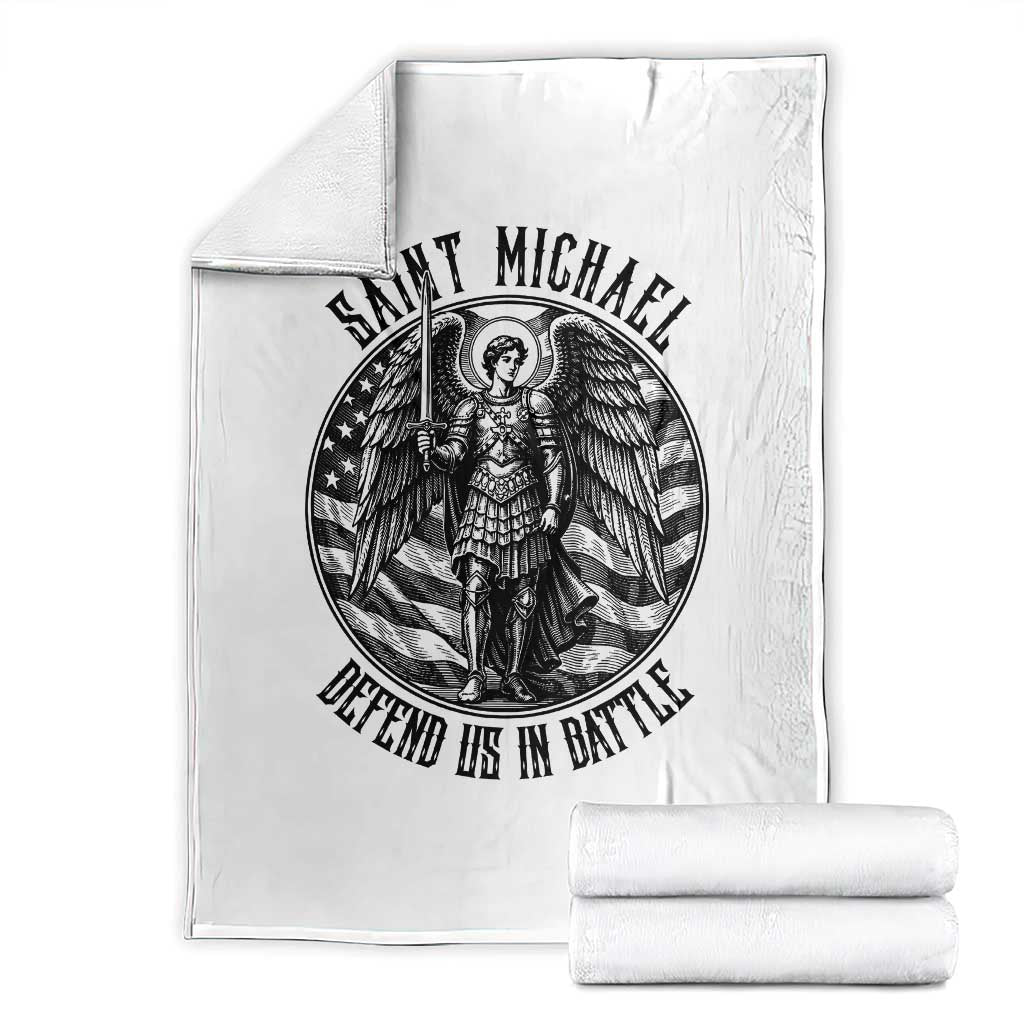 Saint Michael Defend Us In Battle Throw Blanket American Flag Patriotic TS12 White Print Your Wear