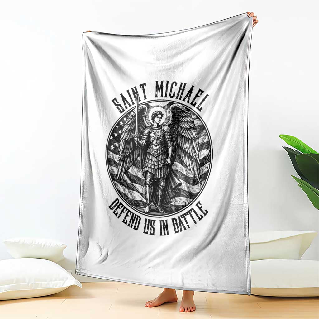 Saint Michael Defend Us In Battle Throw Blanket American Flag Patriotic TS12 Print Your Wear