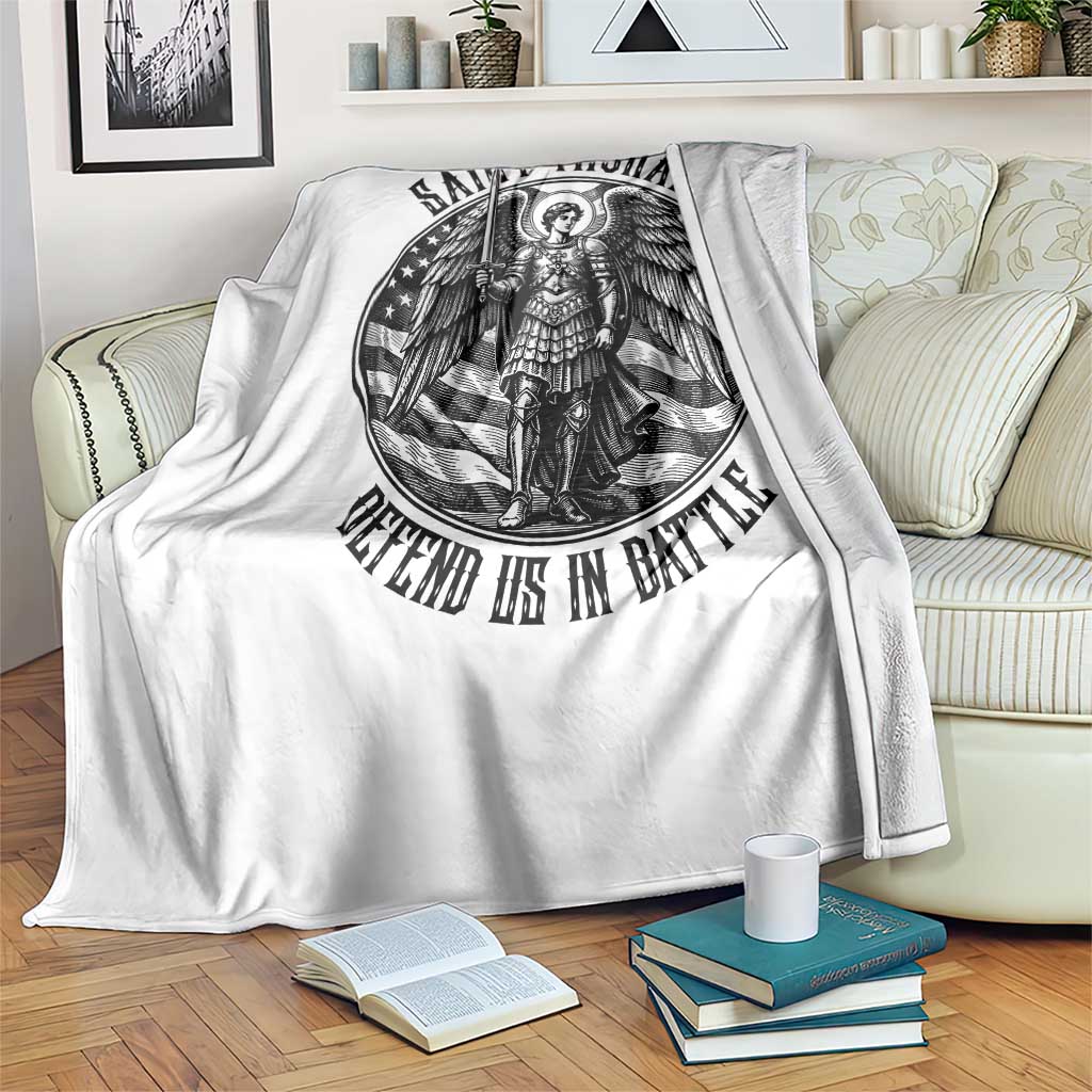 Saint Michael Defend Us In Battle Throw Blanket American Flag Patriotic TS12 Print Your Wear