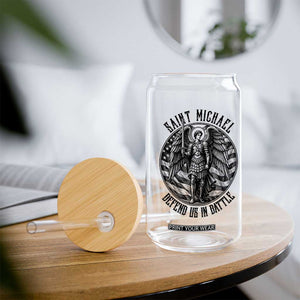 Saint Michael Defend Us In Battle Glass Can American Flag Patriotic TS12 Print Your Wear