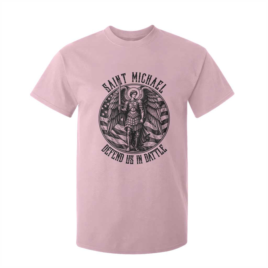 Saint Michael Defend Us In Battle T Shirt For Kid American Flag Patriotic TS12 Light Pink Print Your Wear