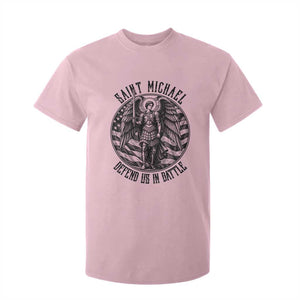 Saint Michael Defend Us In Battle T Shirt For Kid American Flag Patriotic TS12 Light Pink Print Your Wear