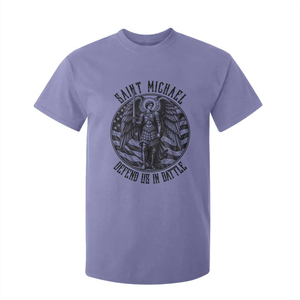 Saint Michael Defend Us In Battle T Shirt For Kid American Flag Patriotic TS12 Violet Print Your Wear