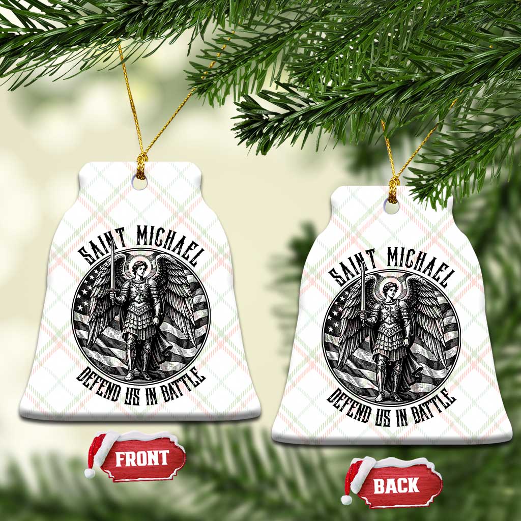 Saint Michael Defend Us In Battle Ceramic Ornament American Flag Patriotic TS12 Print Your Wear