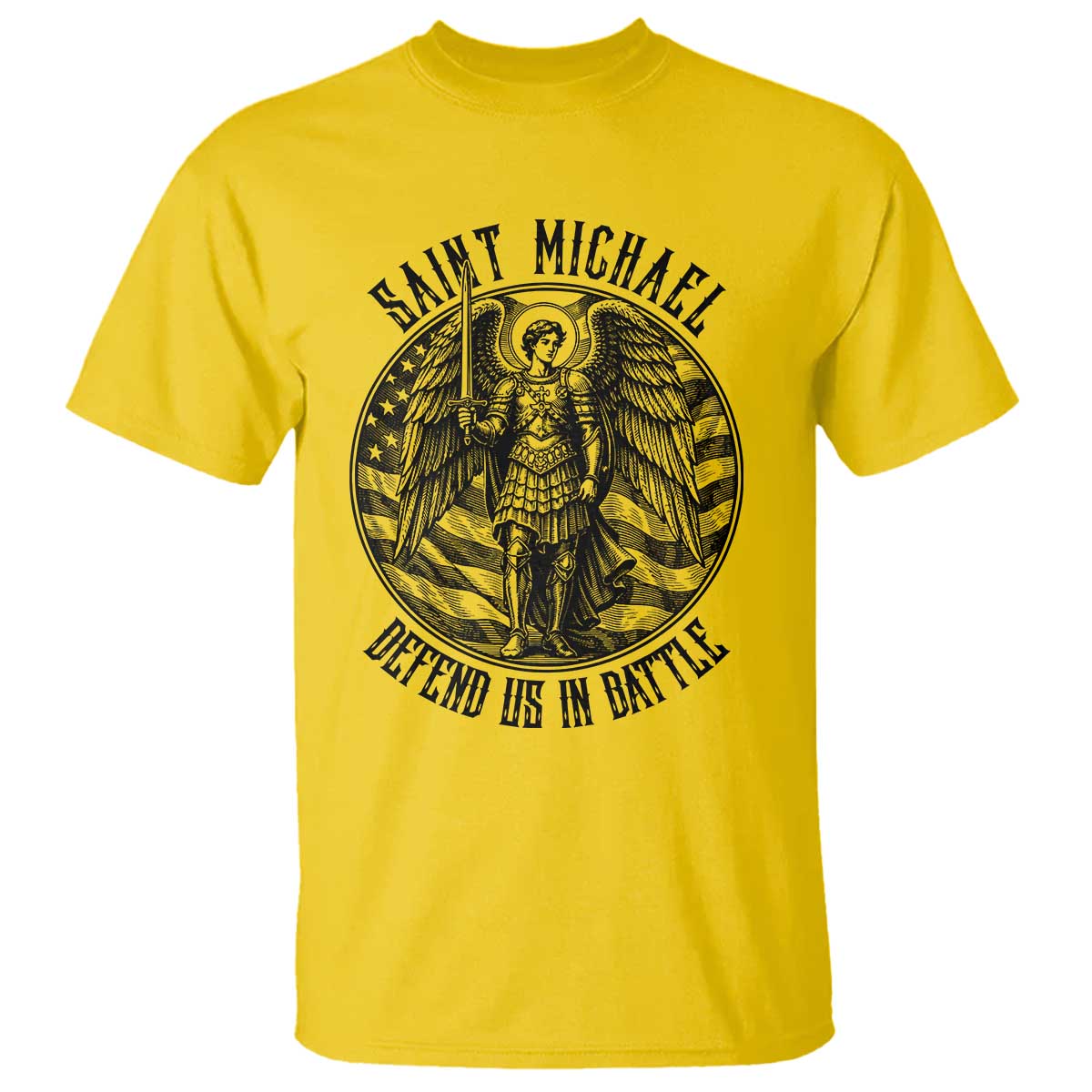 Saint Michael Defend Us In Battle T Shirt American Flag Patriotic TS12 Daisy Print Your Wear