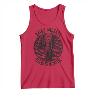 Saint Michael Defend Us In Battle Tank Top American Flag Patriotic TS12 Red Print Your Wear