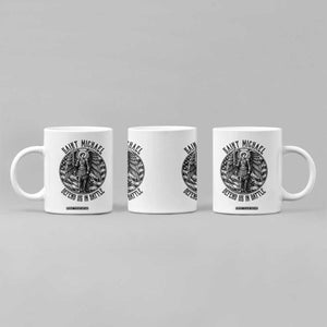 Saint Michael Defend Us In Battle Coffee Mug American Flag Patriotic TS12 Print Your Wear