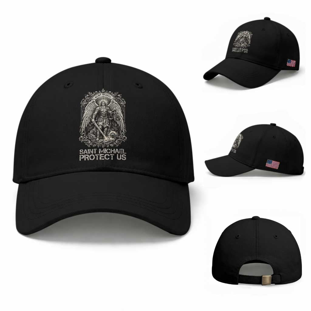 St Michael The Archangel Protect Us Baseball Cap Christian Faith Gift TS12 Baseball Cap Universal Fit Black Print Your Wear