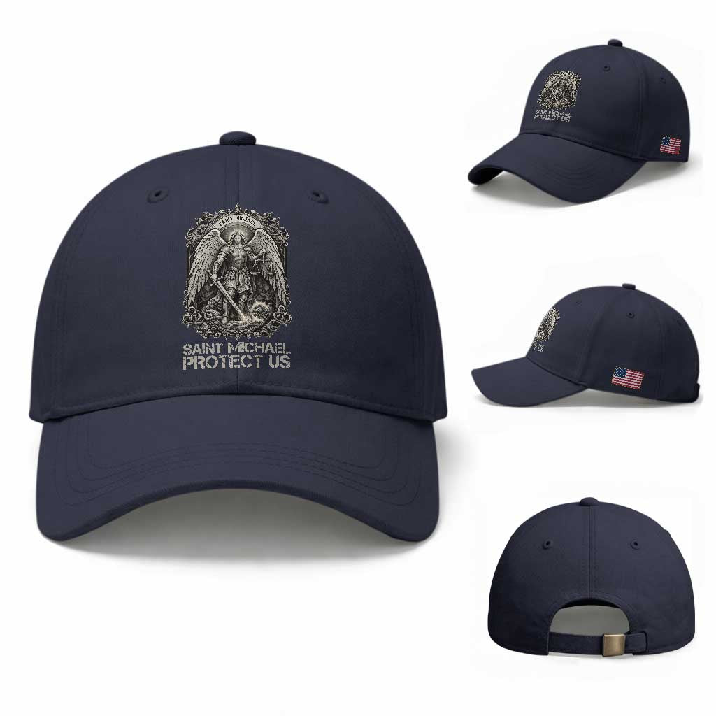 St Michael The Archangel Protect Us Baseball Cap Christian Faith Gift TS12 Baseball Cap Universal Fit Navy Print Your Wear