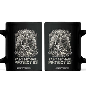 St Michael The Archangel Protect Us Coffee Mug Christian Faith Gift TS12 Black Print Your Wear