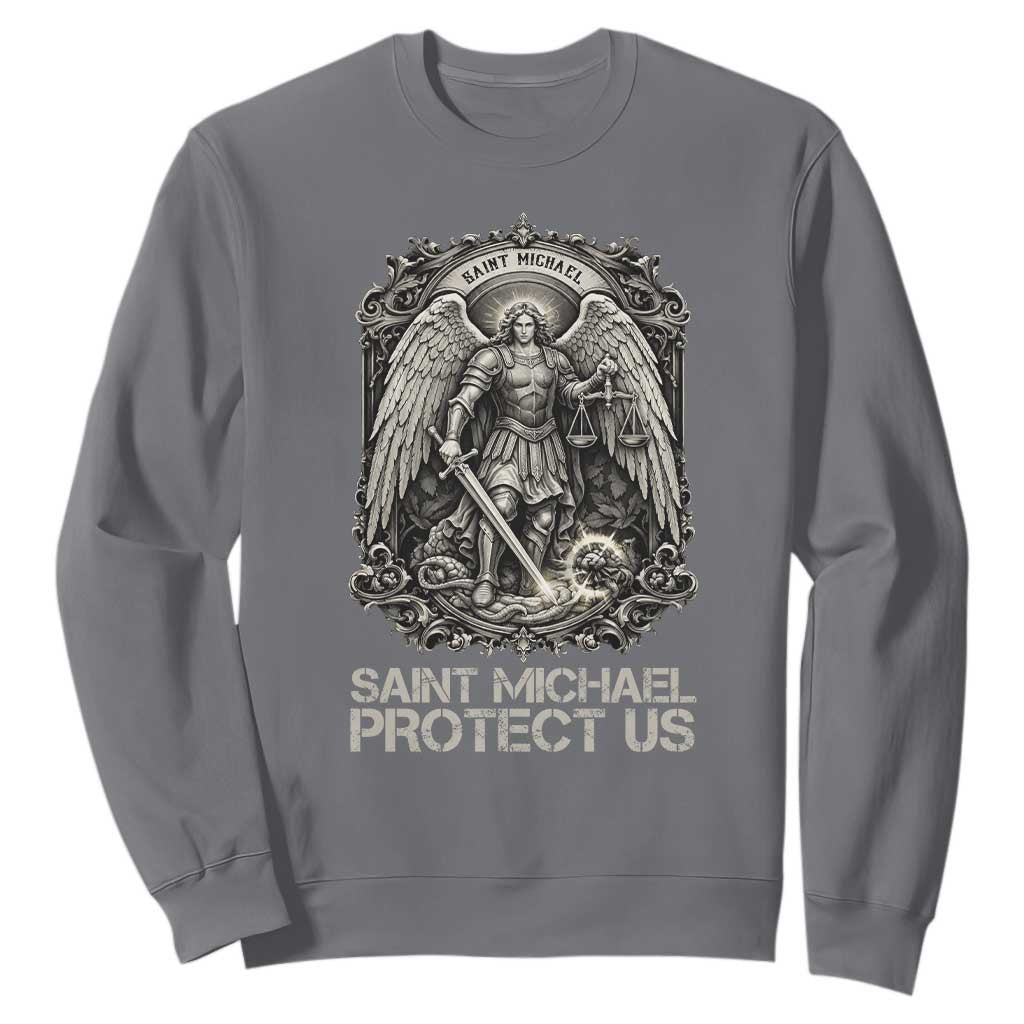 St Michael The Archangel Protect Us Sweatshirt Christian Faith Gift TS12 Charcoal Print Your Wear