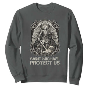 St Michael The Archangel Protect Us Sweatshirt Christian Faith Gift TS12 Dark Heather Print Your Wear