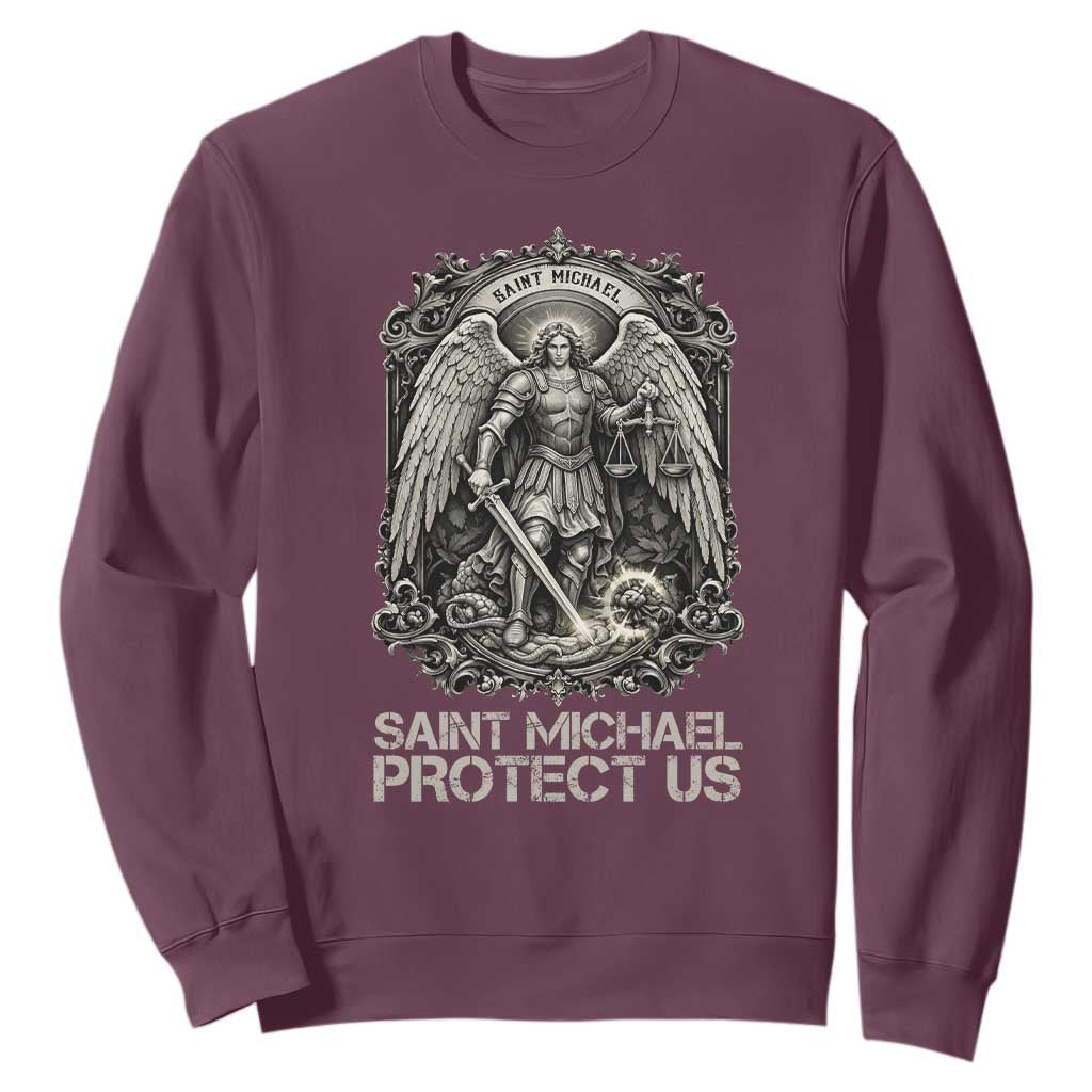 St Michael The Archangel Protect Us Sweatshirt Christian Faith Gift TS12 Maroon Print Your Wear