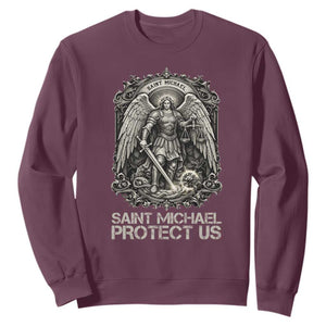 St Michael The Archangel Protect Us Sweatshirt Christian Faith Gift TS12 Maroon Print Your Wear