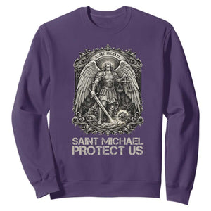 St Michael The Archangel Protect Us Sweatshirt Christian Faith Gift TS12 Purple Print Your Wear