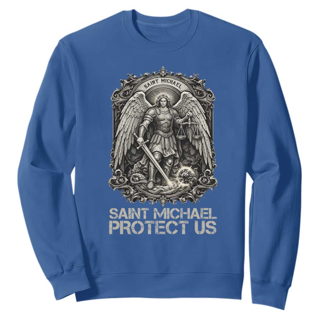 St Michael The Archangel Protect Us Sweatshirt Christian Faith Gift TS12 Royal Blue Print Your Wear