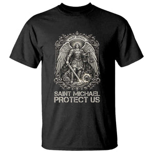 St Michael The Archangel Protect Us T Shirt Christian Faith Gift TS12 Black Print Your Wear