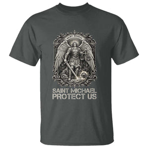 St Michael The Archangel Protect Us T Shirt Christian Faith Gift TS12 Dark Heather Print Your Wear