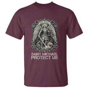 St Michael The Archangel Protect Us T Shirt Christian Faith Gift TS12 Maroon Print Your Wear