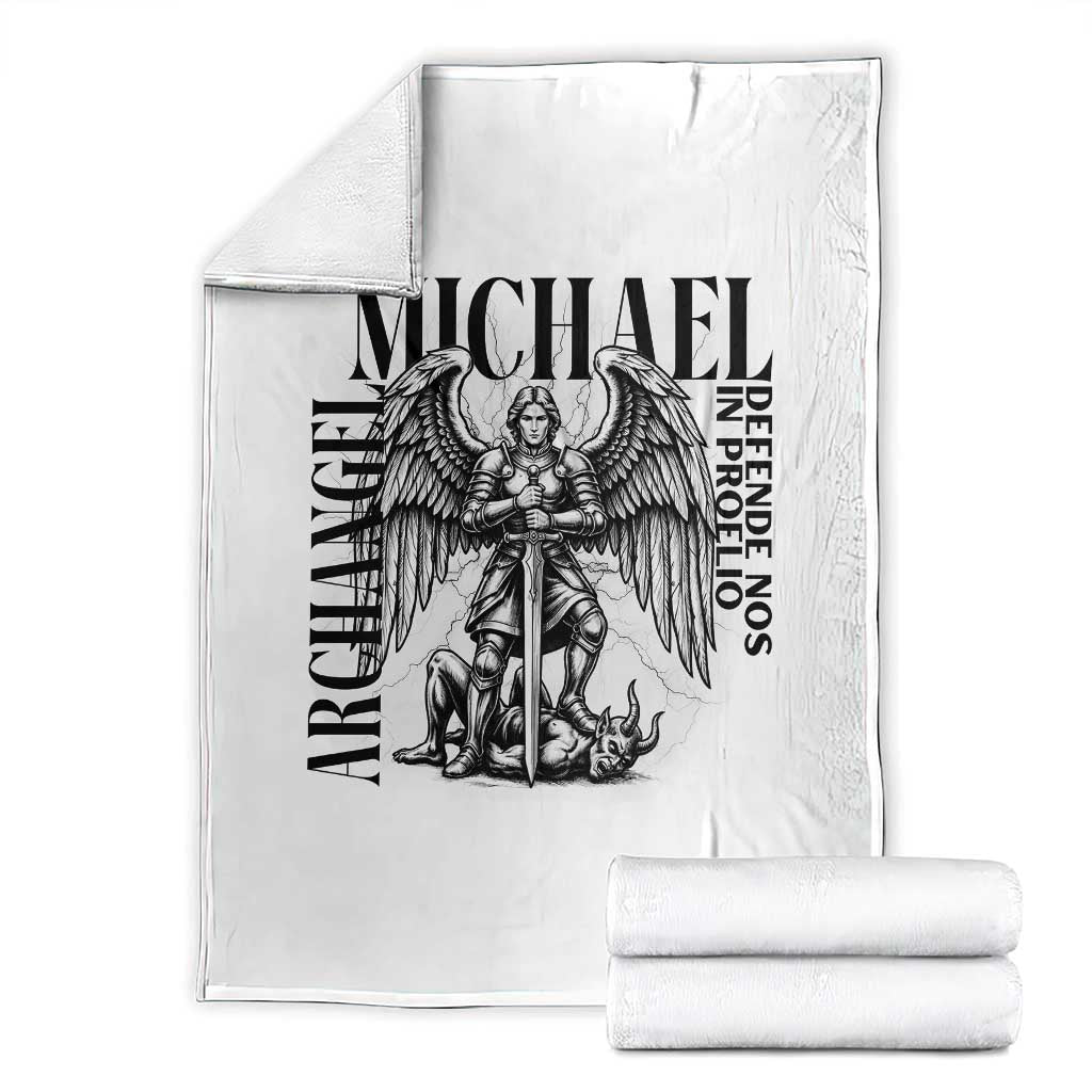 Saint Michael Archangel Defende Nos In Proelio Throw Blanket Christian Faith Gift TS12 White Print Your Wear