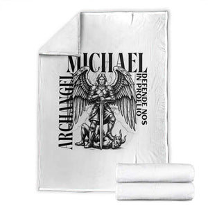 Saint Michael Archangel Defende Nos In Proelio Throw Blanket Christian Faith Gift TS12 White Print Your Wear