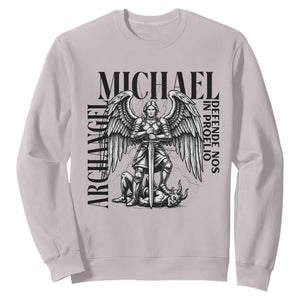 Saint Michael Archangel Defende Nos In Proelio Sweatshirt Christian Faith Gift TS12 Ice Gray Print Your Wear