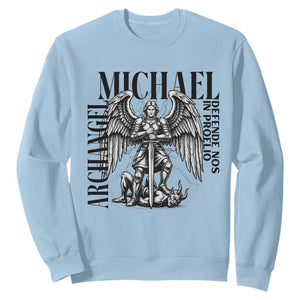 Saint Michael Archangel Defende Nos In Proelio Sweatshirt Christian Faith Gift TS12 Light Blue Print Your Wear