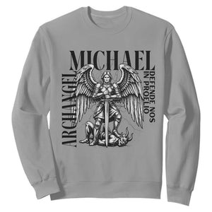 Saint Michael Archangel Defende Nos In Proelio Sweatshirt Christian Faith Gift TS12 Sport Gray Print Your Wear