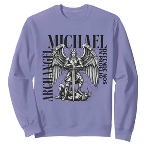 Saint Michael Archangel Defende Nos In Proelio Sweatshirt Christian Faith Gift TS12 Violet Print Your Wear
