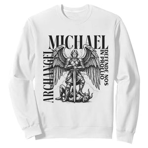 Saint Michael Archangel Defende Nos In Proelio Sweatshirt Christian Faith Gift TS12 White Print Your Wear