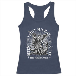 Saint Michael Defend Us In Battle Racerback Tank Top Catholic Protection Gift TS12 Navy Print Your Wear
