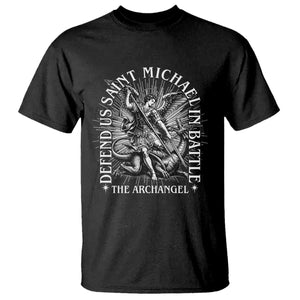 Saint Michael Defend Us In Battle T Shirt Catholic Protection Gift TS12 Black Print Your Wear