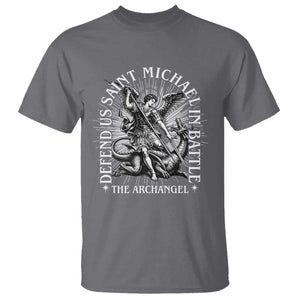 Saint Michael Defend Us In Battle T Shirt Catholic Protection Gift TS12 Charcoal Print Your Wear