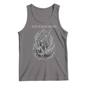Not Today Satan Tank Top Saint Michael Fights Evil TS12 Deep Heather Print Your Wear
