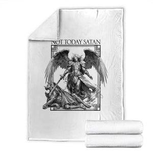 Funny Saint Michael Defeating Satan Throw Blanket Not Today Satan TS12 White Print Your Wear